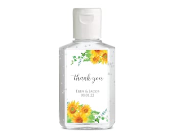 Hand Sanitizer Labels - Sunflower Sanitizer Labels Wedding Stickers Wedding Favor Labels Sanitizer Stickers Thank You Labels Sunflower Favor