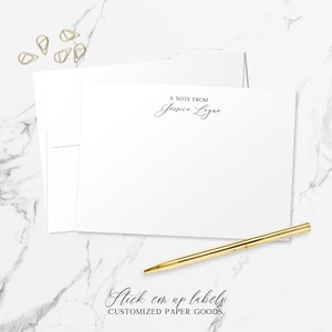 Set of Personalized Stationary - A Note From, Thank You Script Note Cards for Weddings and Showers S104