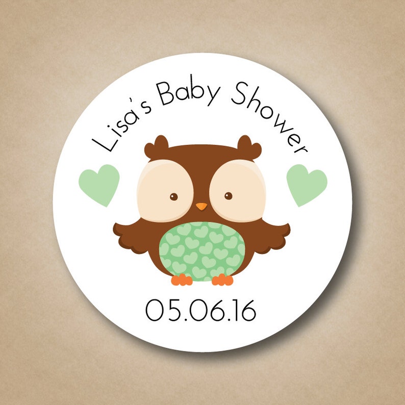 Owl Baby Shower Favor Stickers Personalized Baby Shower Favor Etsy