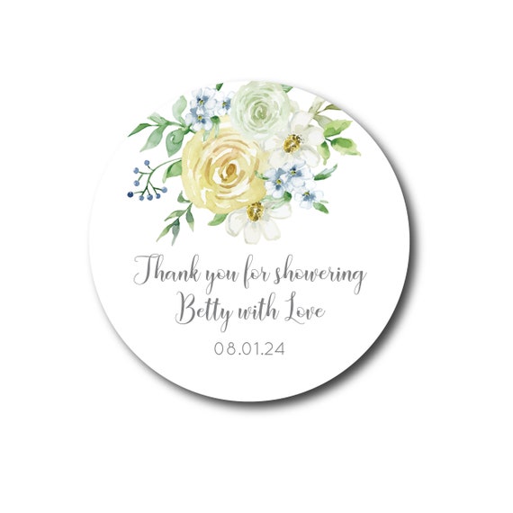 Bridal Shower Favor Stickers Bridal Shower Stickers Baby Shower Labels Baby Shower Stickers Favor Labels Yellow Flowers Showering with Love Il_570xn