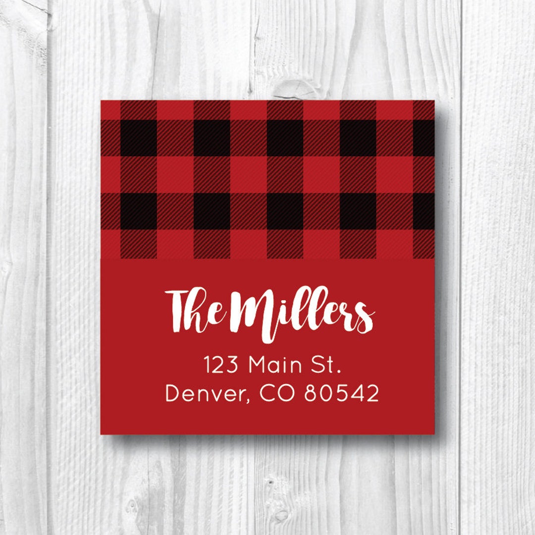 Buffalo Plaid Return Address Labels Holiday Address Labels Christmas Address Labels Personalized ...