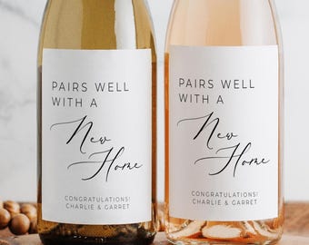 Housewarming Wine Label Gift - New Home Gift, Realtor Gifts for Clients, Customized New Home Gift, Pairs Well With a New Home, HW101