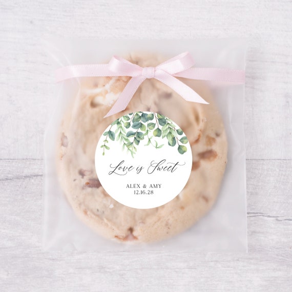 Love is Sweet Labels- Wedding Favor Stickers, Greenery Botanical ...