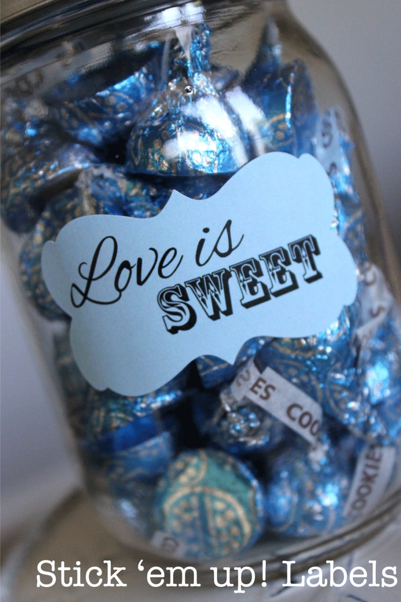 Mason Jar Favor Labels Love is Sweet Wedding Candy Buffet Etsy