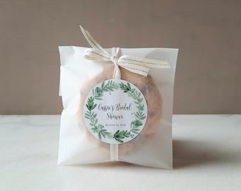 Bridal Shower Favor Sticker - Succulent Bridal Shower Sticker, Botanical Green Wreath bridal shower favor tag, Thank You Stickers for Shower