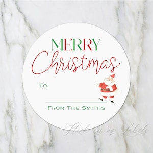 Christmas Stickers - To From Gift Labels, Vintage Retro Santa Stickers, Christmas Gift Labels, Christmas Gift tags, Holiday Gift Labels