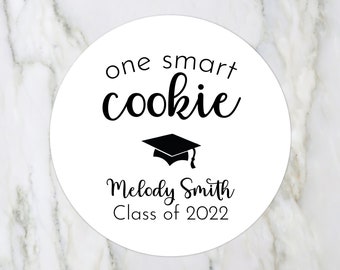 Graduation Stickers - One Smart Cookie Sticker Graduation Party Sticker Graduation 2022 Labels Graduation Party Favor Stickers Cookie Favor