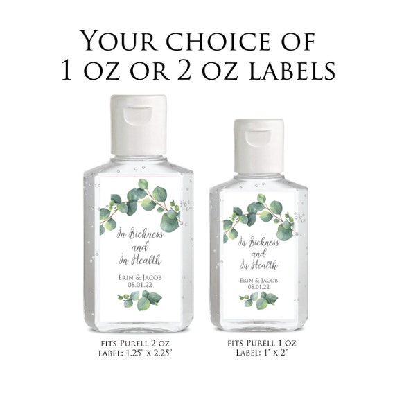 Hand Sanitizer Labels - In Sickness and In Health Sanitizer Labels Wedding Stickers Eucalyptus Wedding Favor Labels Sanitizer Stickers Il_570xn