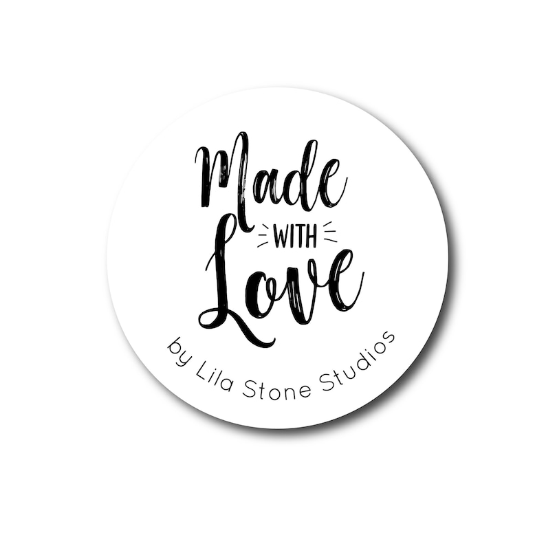 Made With Love Sticker Handmade Sticker Made With Love Label Etsy