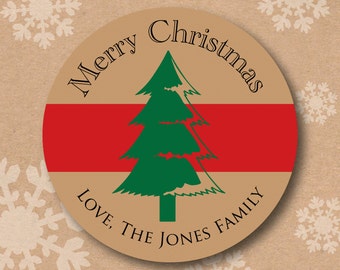 Classic Holiday Labels Kraft style Sticker Personalized Christmas Stickers