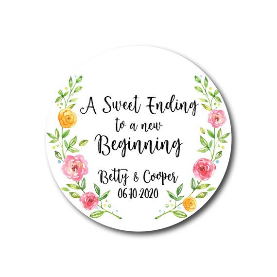 A Sweet Ending to a new Beginning Stickers Wedding Favor Labels Sweet Ending Labels Donut Stickers Cupcake togo Box Labels thank you Labels Il_570xn