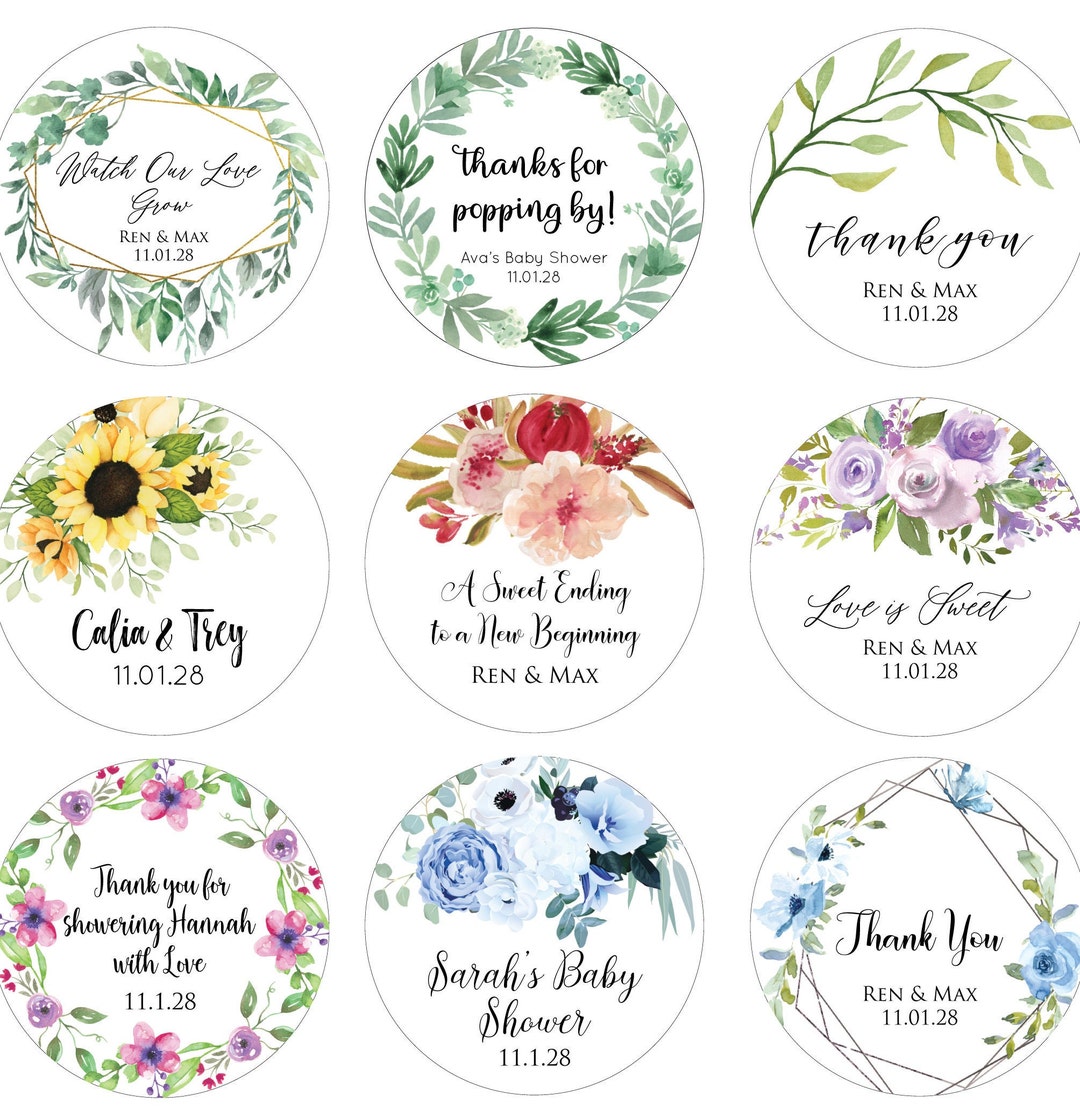 1.5 inch Wedding Themed Circle Label Stickers for Party Favors & Invitations (Pre-Set Designed, 24 Labels) - Best Day Ever 1