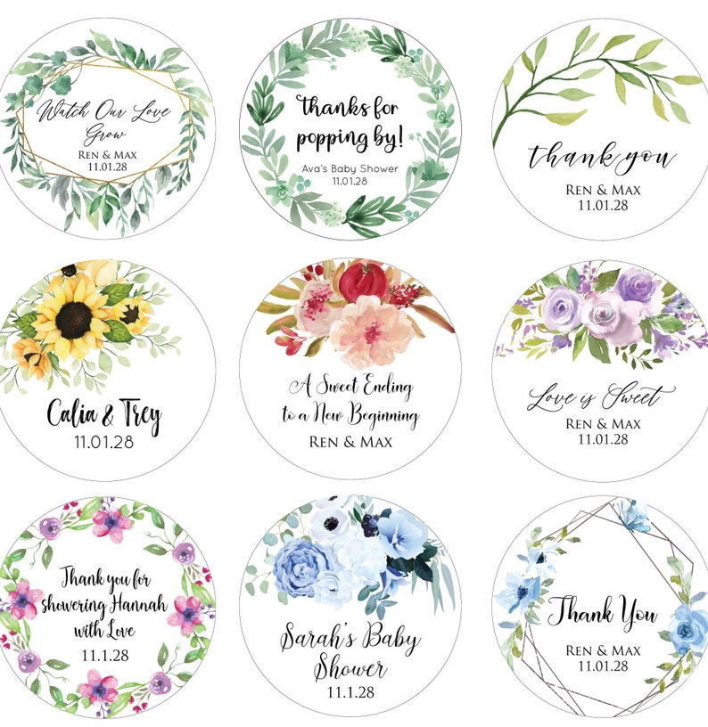 Wedding Favor Stickers, Personalized Labels, Custom Wedding Stickers, Business Labels, Baby Shower Labels, Thank You Stickers, Event Sticker image 1