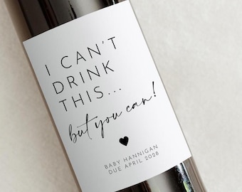 Pregnancy Announcement Wine Label - Custom Baby Reveal Wine Label, Personalized Wine Gift, Baby Announcement Grandparent Champagne BW101