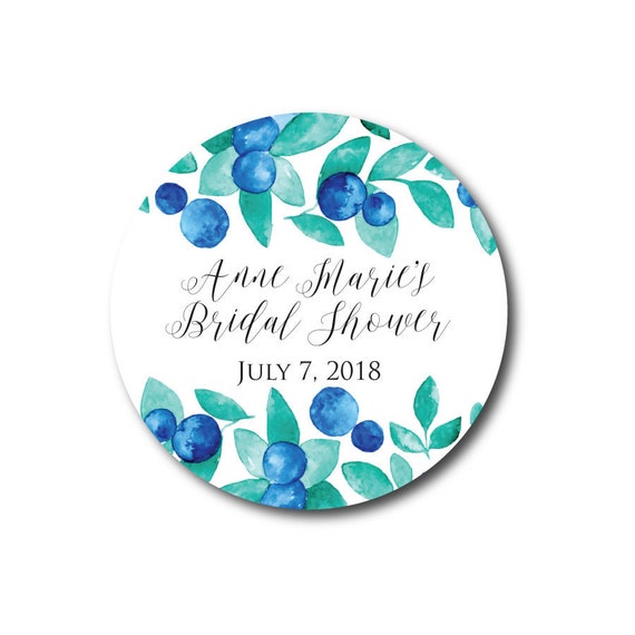 Bridal Shower Stickers Shower Favors Shower Stickers Shower Labels Blue Blueberry Flower Stickers Floral Labels Thank You Stickers Wedding Il_570xn