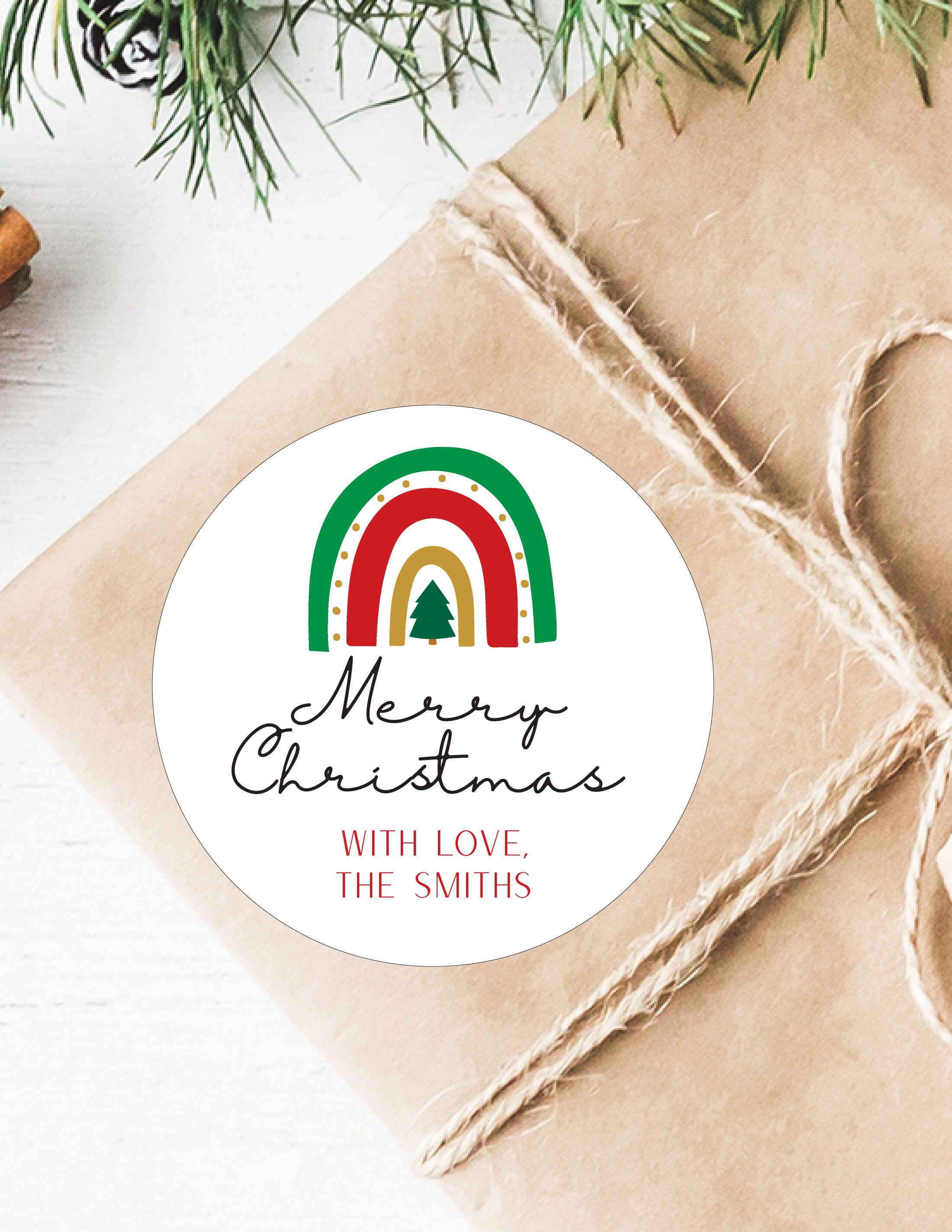 Christmas Stickers - Rainbow Christmas Gift Labels Personalized Christmas Gift Stickers Merry Christmas Gift Stickers Wrapping Accessories