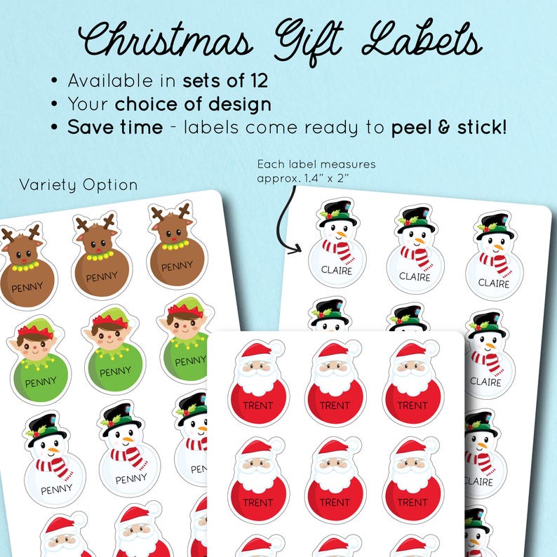 Personalized Christmas Stickers, Reindeer Family Holiday - View #7