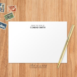 Set of Personalized Stationery - From The Desk Of Note Cards, Classic Masculine Design S107