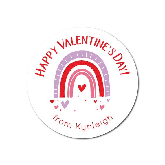 Valentines Stickers - Boho Rainbow Valentines Label Kids Valentines Sticker Girls Valentine Favor Idea Happy Valentines Day Party Favor Il_570xn