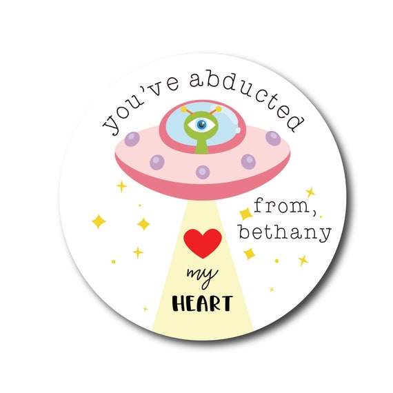 Valentines Stickers You've Abducted My Heart Valentine's Day Sticker Labels  Galaxy Valentine Labels Cosmic Girls Outer Space Alien Valentine