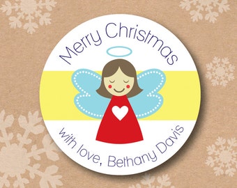 Angel Christmas Gift Tag Label Religious Christmas Stickers Card Envelope Seals Personalized Favor Treat Sticker