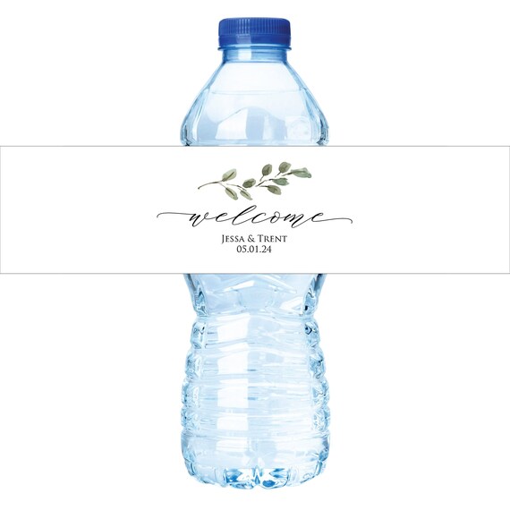 Water Bottle Label Wedding Water Bottle Label Waterbottle Label Personalized Waterproof Label Welcome Labels Eucalyptus Branch Greenery Il_570xn