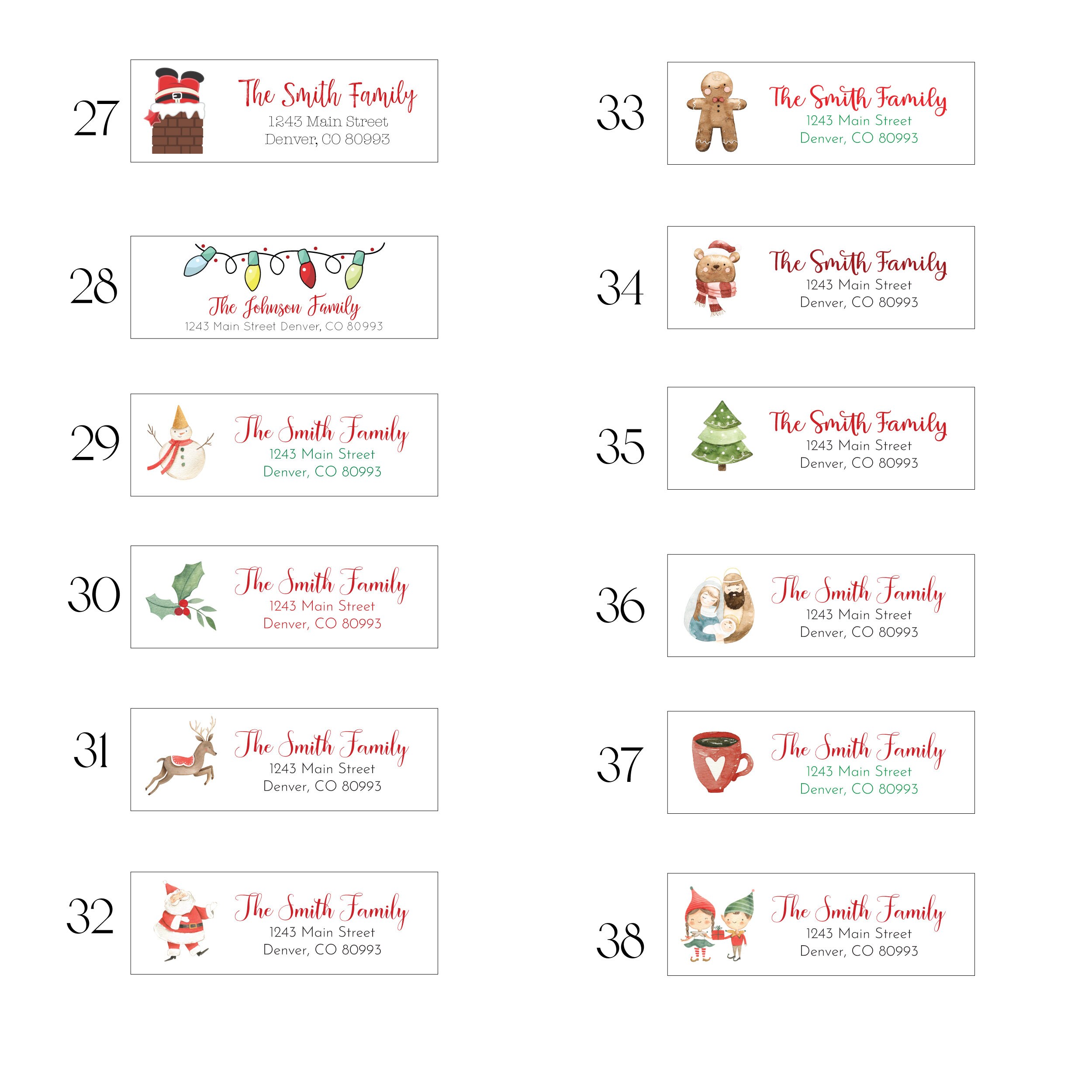 Christmas Return Address Labels - Christmas Address Label, Christmas  Address Label, Christmas Card Stickers, Holiday Return Address Label - Etsy, image size:2500x2500