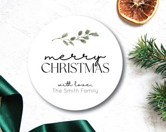 Christmas Stickers - Minimalist Christmas Gift Label Tags, Botanical Christmas Gift Stickers, Holiday Gift Labels, Christmas Greenery
