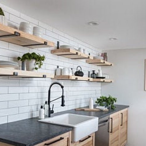 Steel Shelf Bracket Modern Kitchen Open Shelving Iron Shelf ...