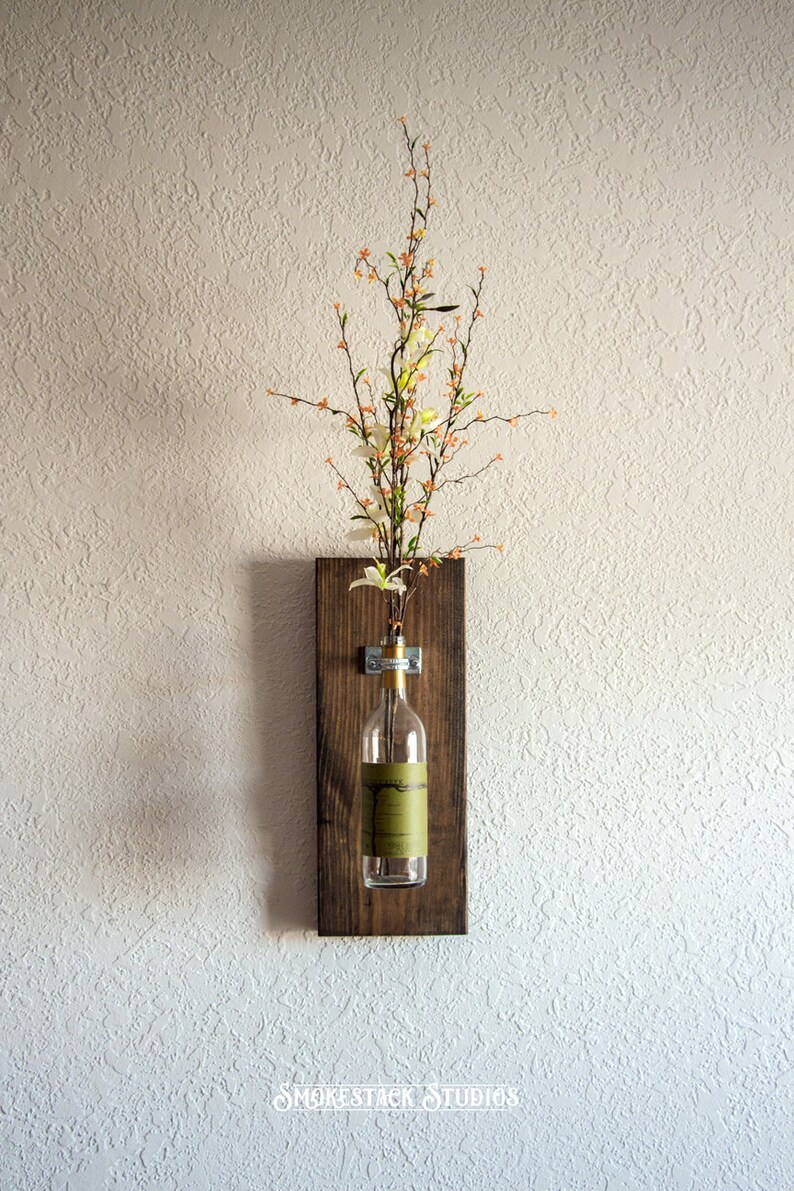 Wine Bottle Wall Vase Rustic Modern Decor Wall Decorations | Etsy