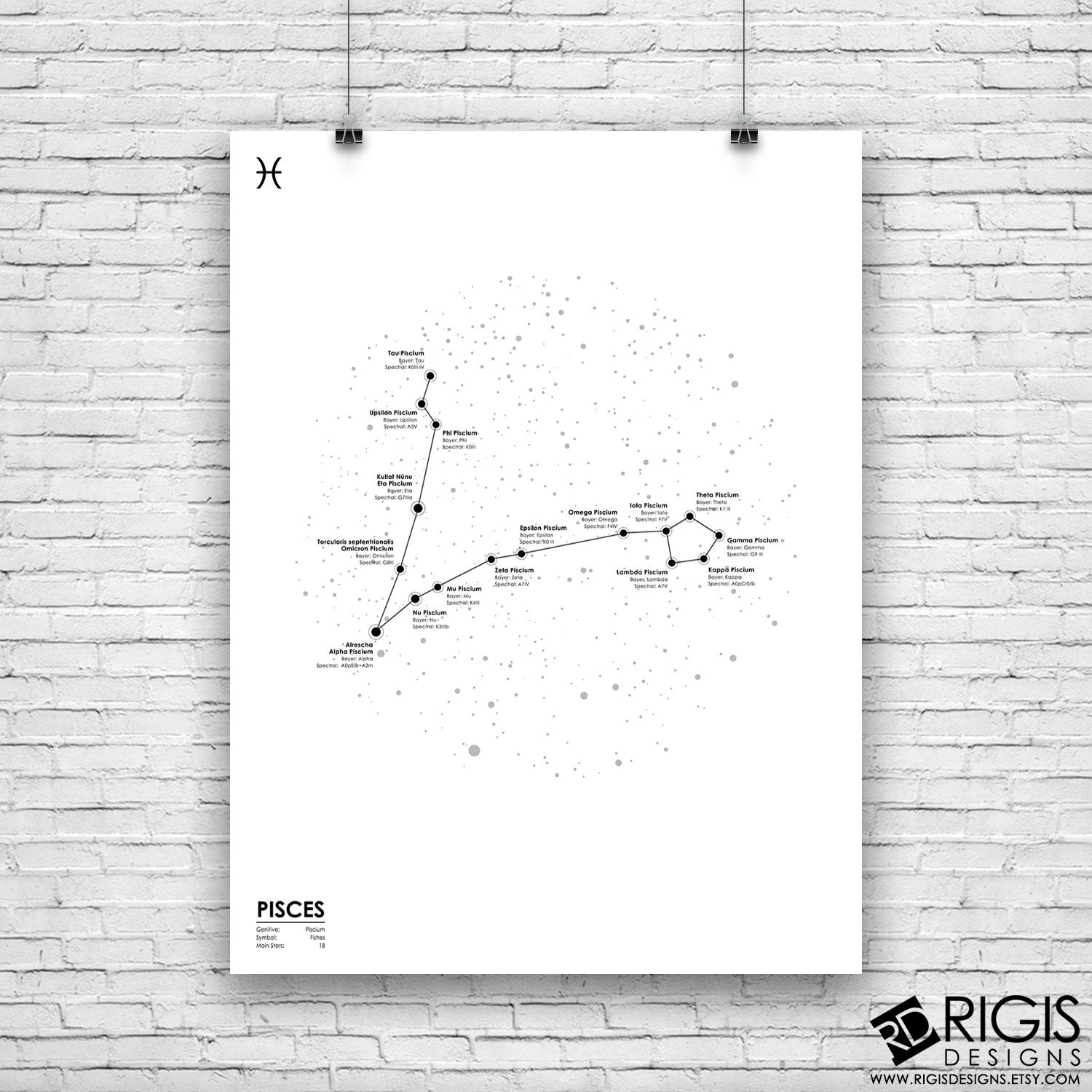 Pisces Constellation, Astronomy Print