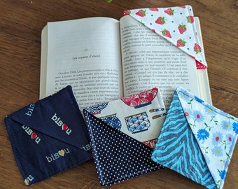 Set of 4 fabric corner bookmarks, various patterns