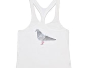 SALE: Pigeon Racerback Tank for Women with Dots Cotton T-Shirt (White)