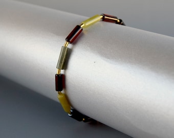 Men's bracelet, amber stone, serpentine stone, men's gift, stone bracelet with elegant design,