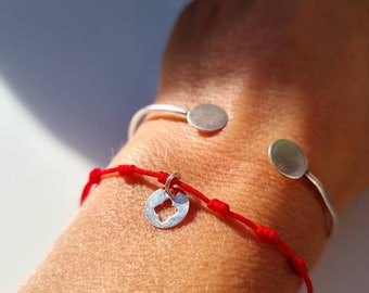 Red bracelet, Red bracelet with 7 knots, Red bracelet with clover, Evil eye bracelet, clover pendant, bracelet, silver jewelry,