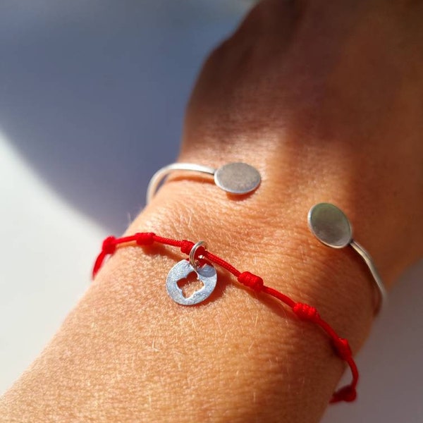 Pulsera roja, Pulsera roja con 7 nudos, Pulsera roja con trebol,Pulsera mal ojo, colgante trebol, pulsera,joyas plata,