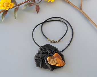 Pendant with amber, Amber necklace, Pendant with amber, Pendant, Necklace, Brooch, Baltic amber, amber, Natural amber,