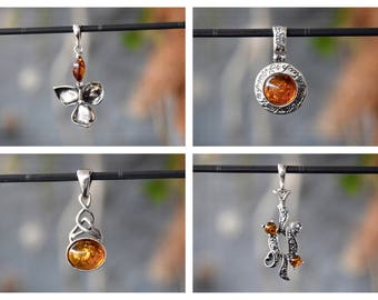 Woman pendant, pendant with amber,