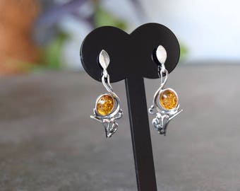 Women's earrings, amber stone, women's jewelry, Christmas gift, amber earrings,