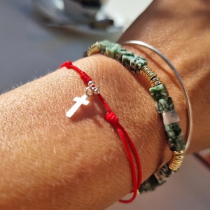 Red bracelet, Thread bracelet, Red bracelet with knots, Red bracelet with cross, Evil eye bracelet, gift, Protection bracelet, image 1