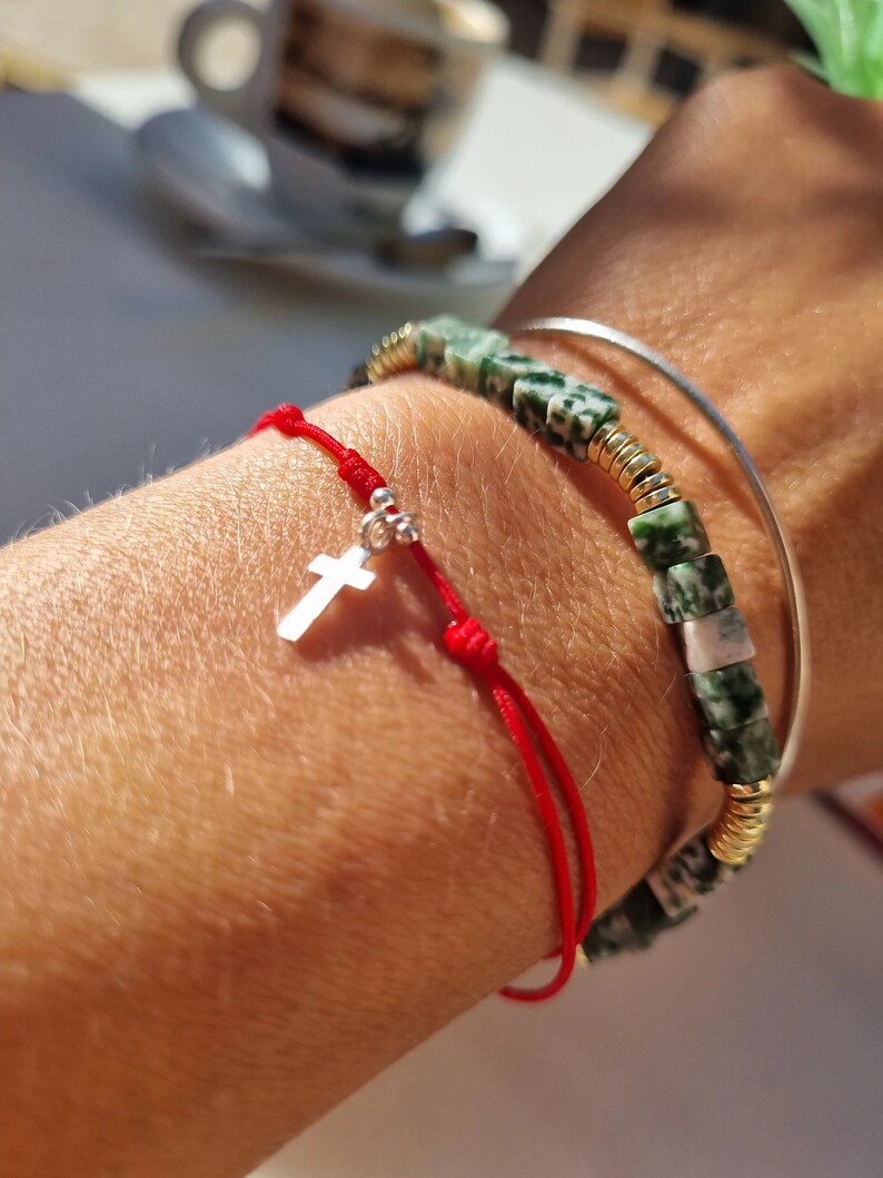 Red bracelet, Thread bracelet, Red bracelet with knots, Red bracelet with cross, Evil eye bracelet, gift, Protection bracelet, image 1