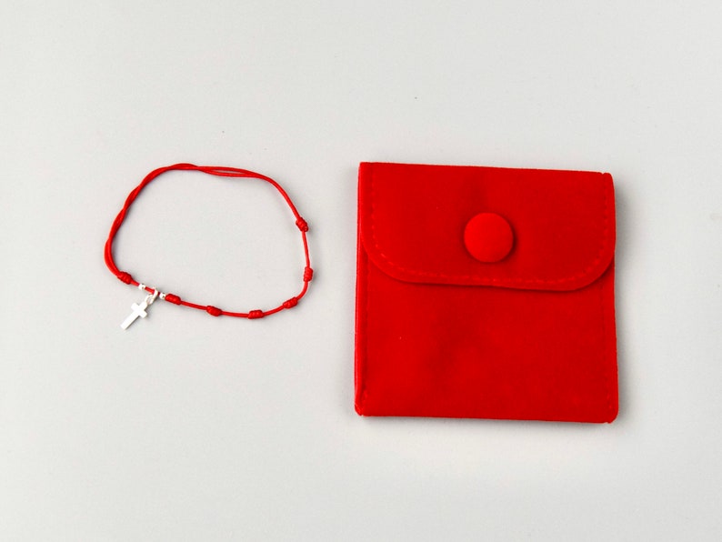 Red bracelet, Thread bracelet, Red bracelet with knots, Red bracelet with cross, Evil eye bracelet, gift, Protection bracelet, image 3