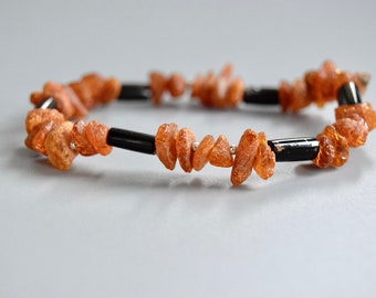 Men's bracelet, Amber stone, Black coral, Men's jewelry, Gifts,