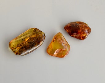 Amber stone, Tumbled amber, Fossil resin, Healing stones,