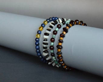 Men's bracelet, amber stone, lapis lazuli, bamboo beads, agate, mother-of-pearl beads, men's gift,