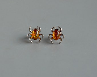 Women's earrings with amber, 925 silver earrings, Gift, Original earrings,