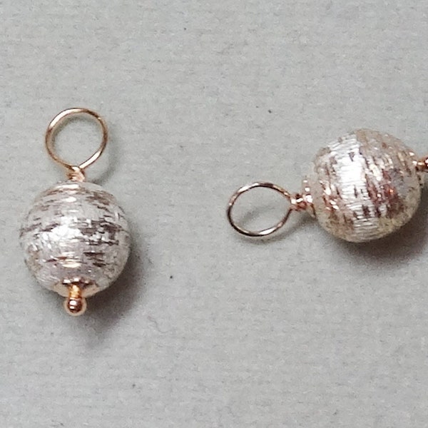 8mm or 10mm 2Tone Brushed Gold & Silver INTERCHANGEABLE Earring Charms Solid Sterling, Rose or Yellow Gold Filled