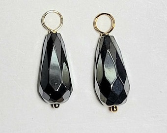 Faceted or Smooth Hematite Earring Charms 14K Rose or Yellow Gold Filled or Solid SterlingSterling Silver