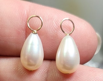 AAA 7x12mm Teardrop White Freshwater Pearls 14K Yellow or Rose Gold Filled or Solid Sterling Silver