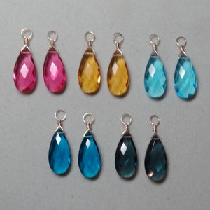 Pink Citrine Light or Dark Topaz Iolite Blue 9x22mm INTERCHANGEABLE Earring Charms 14K Rose or Yellow Gold Filled or Solid Sterling